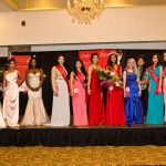 After the crowning of the winners from left to right (previous Scholarship Pageant Winner - Becky Hamme, 2015 Pageant Winner - Suzanne Perez, and National Anthem Singer - Elise Shoemaker) Group Long Gown - Gowns donated by David's Bridal of York PA (from left to right Jolly Regis, Kai Jennie Regis, Courtney Harland, Karla Jara, Kristelle Beltran, Becky Hamme, Suzanne Perez, Elise Shoemaker, Jem Frances Matias, Cassie Orwig, and Follow the Dream Chairman Amalia Gohn)
