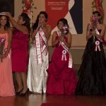 (L to R) Cassandra “Cassie” Carter, 4th runner up winner, also winner for Long Gown; Miss Follow The Dream winner, Rebecca, being crowned by Follow the Dream Chairman, Amalia Ghon; Karla Jara, 3rd runner up; Kristelle Beltran, 2nd runner up; Elizabeth Kuhn, 1st runner up with Misty Goldstein, pinning the sash.